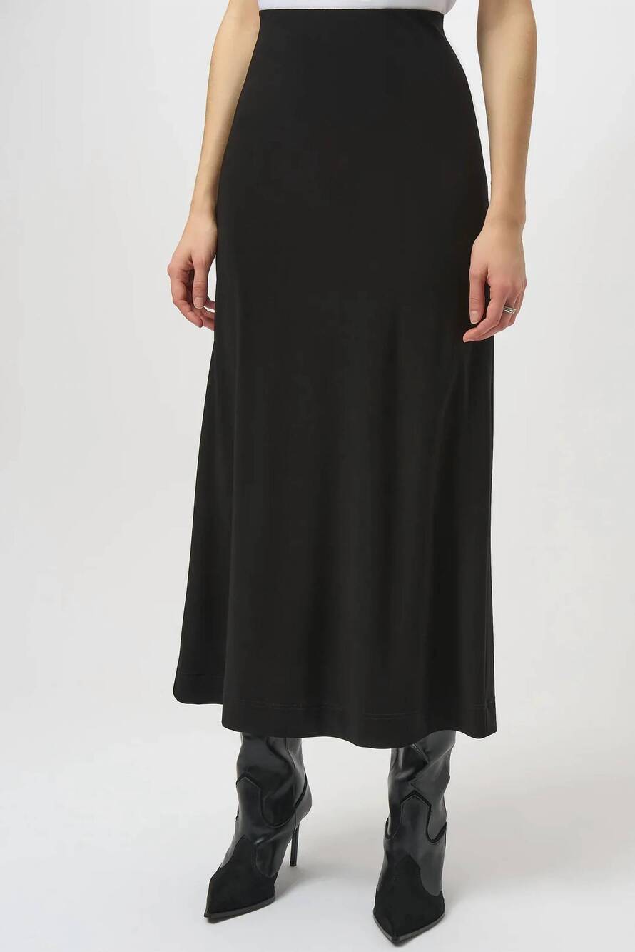 NEW JOSEPH RIBKOFF pull on back slit maxi skirt in black